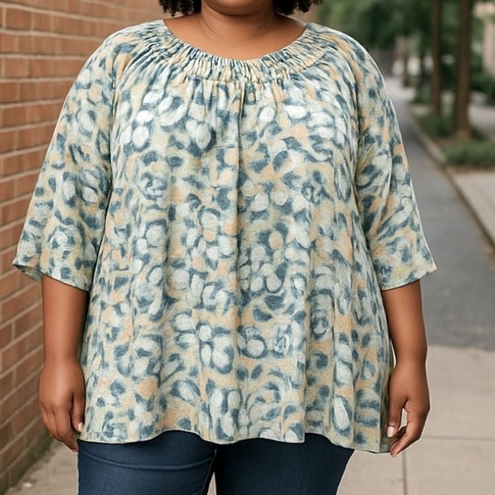 Zac & Rachel Woman Popover Flowing Top Size 1X